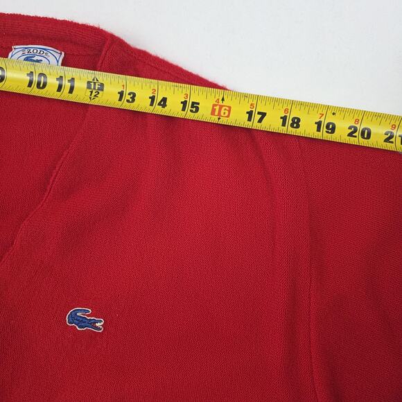 Vintage Izod Lacoste Cardigan Sweater Mens Large Red Orlon Acrylic Croc 80s - Picture 10 of 15